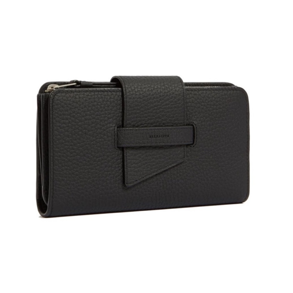 ALL SAINTS Ray Black Leather Wallet